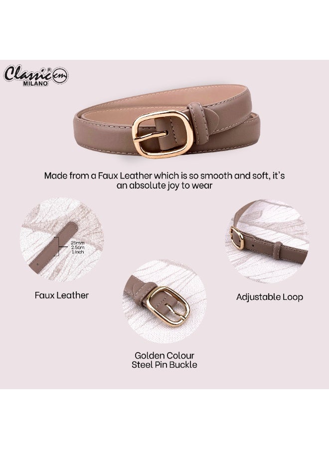 Classic Milano Women's Belt with Gift Box | Faux Leather Ladies Belt for Dresses, Jeans & Gowns | Stylish Womens Belt | Adjustable Girls Belt | Belt for Women with Elegant Buckle - Image 4